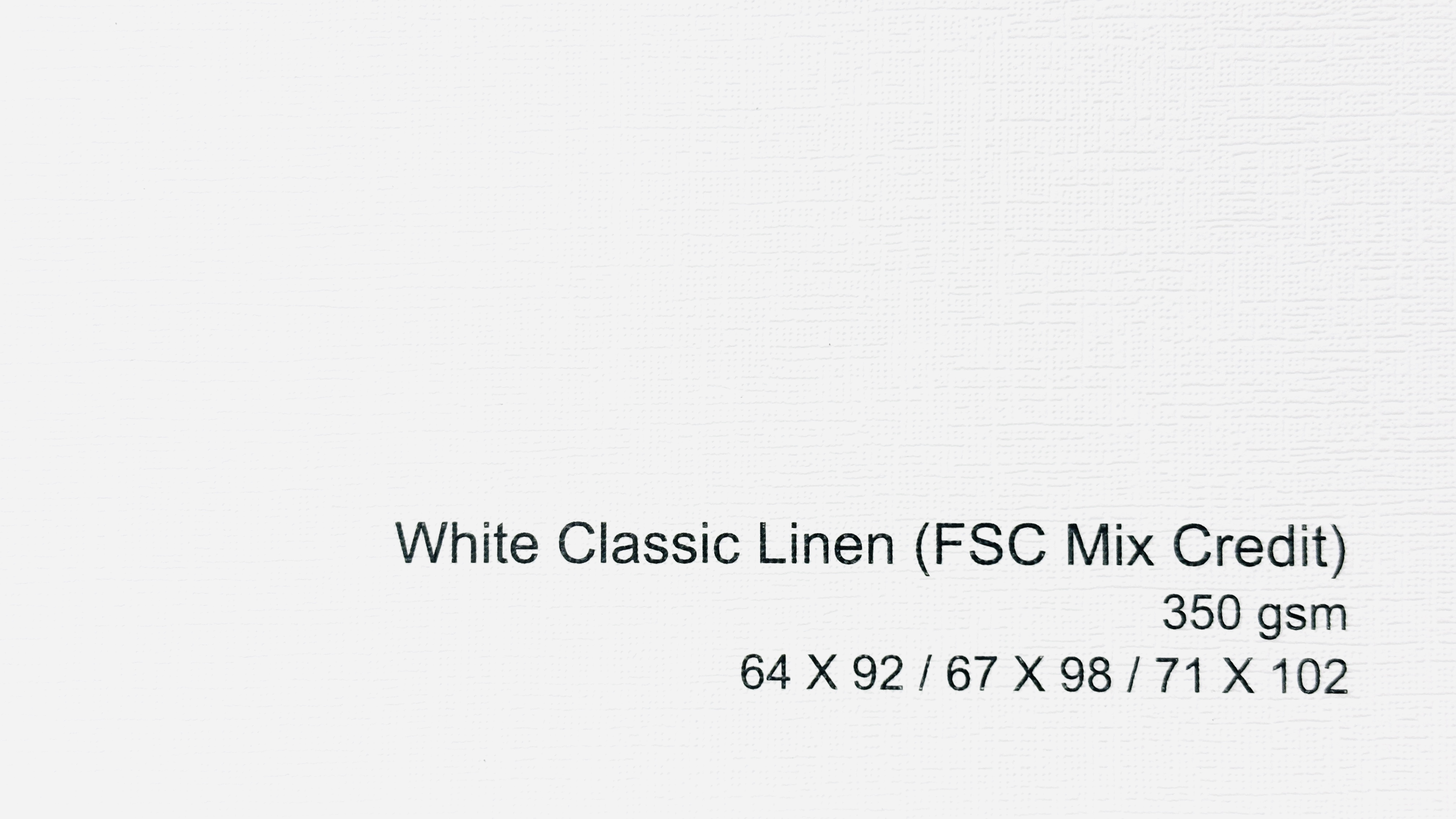 White Classic linen 350gsm Size 64 x 92, 67 x 98 , 71 x 102